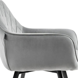 Esszimmerstuhl – Velvet Stoff, Schwarzes Metallgestell, Graue Farbe - Karl | Kick Collection