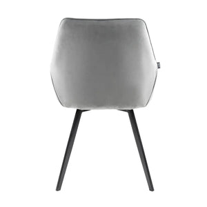 Esszimmerstuhl – Velvet Stoff, Schwarzes Metallgestell, Graue Farbe - Karl | Kick Collection
