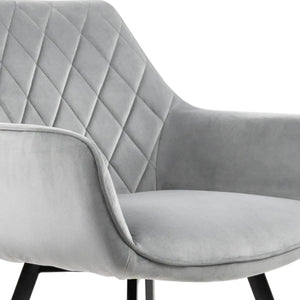 Esszimmerstuhl – Velvet Stoff, Schwarzes Metallgestell, Graue Farbe - Karl | Kick Collection