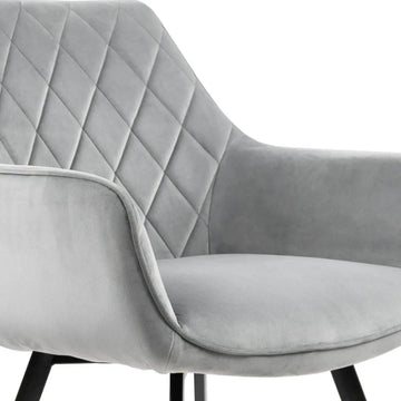 Esszimmerstuhl – Velvet Stoff, Schwarzes Metallgestell, Graue Farbe - Karl | Kick Collection