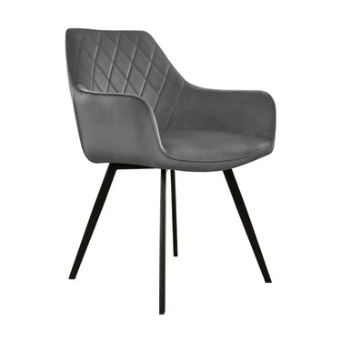 Esszimmerstuhl – Dunkelgrauer Leder, Schwarzes Metall, Federnder Sitz - Karl | Kick Collection