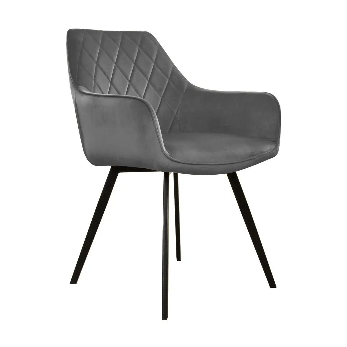 Esszimmerstuhl – Velvet Stoff, Schwarzes Metallgestell, Dunkelgraue Farbe - Karl | Kick Collection