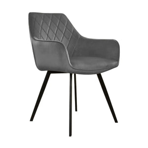 Esszimmerstuhl – Velvet Stoff, Schwarzes Metallgestell, Dunkelgraue Farbe - Karl | Kick Collection