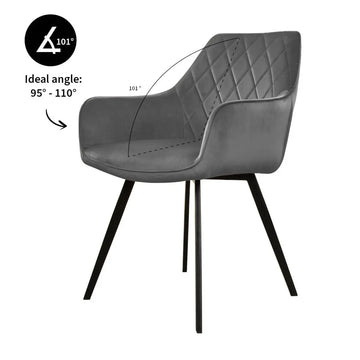 Esszimmerstuhl – Velvet Stoff, Schwarzes Metallgestell, Dunkelgraue Farbe - Karl | Kick Collection
