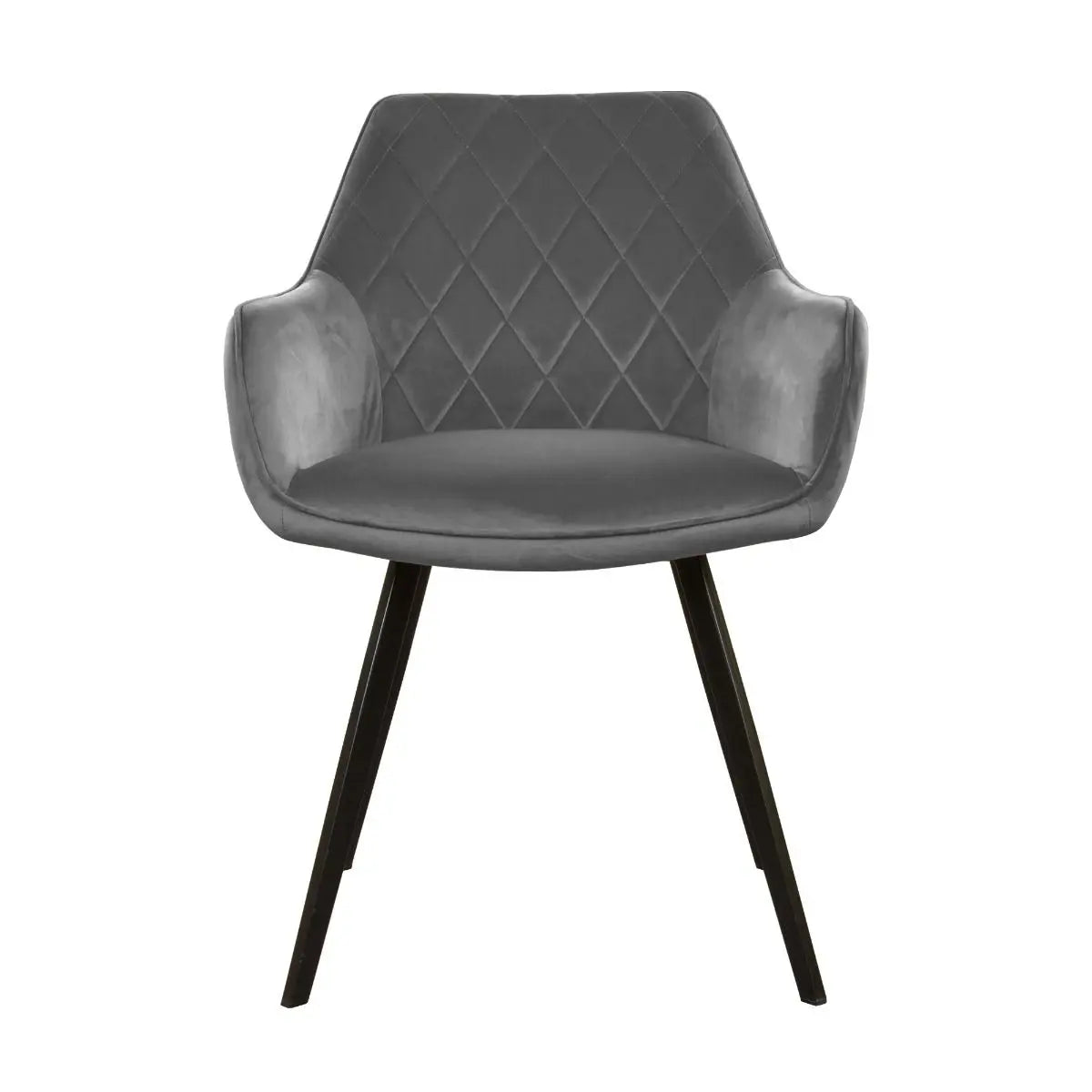 Esszimmerstuhl – Velvet Stoff, Schwarzes Metallgestell, Dunkelgraue Farbe - Karl | Kick Collection