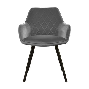 Esszimmerstuhl – Velvet Stoff, Schwarzes Metallgestell, Dunkelgraue Farbe - Karl | Kick Collection