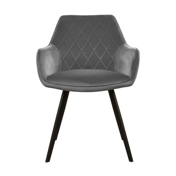 Esszimmerstuhl – Velvet Stoff, Schwarzes Metallgestell, Dunkelgraue Farbe - Karl | Kick Collection