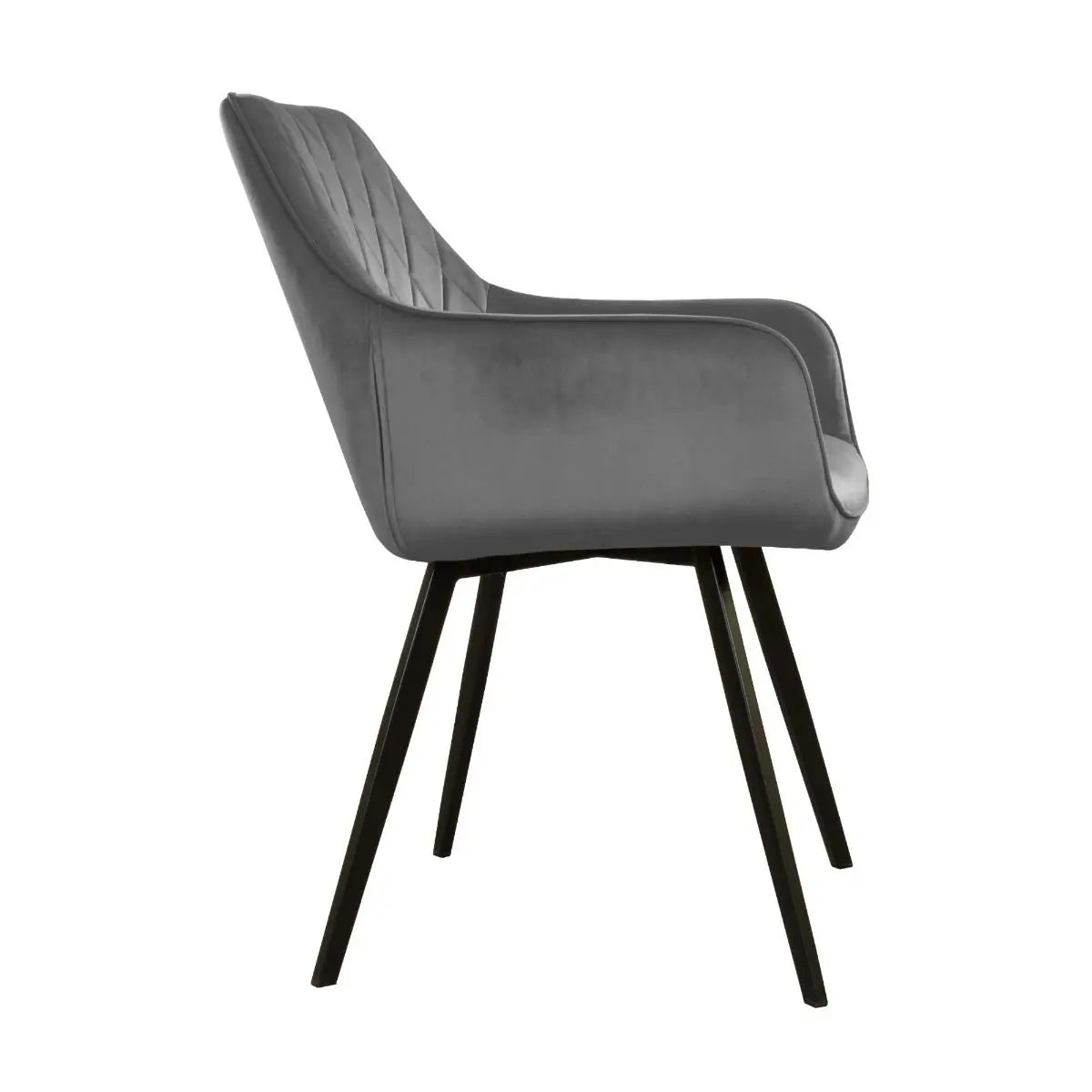 Esszimmerstuhl – Velvet Stoff, Schwarzes Metallgestell, Dunkelgraue Farbe - Karl | Kick Collection