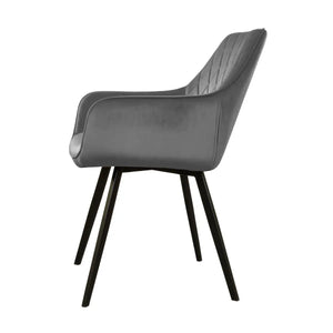 Esszimmerstuhl – Velvet Stoff, Schwarzes Metallgestell, Dunkelgraue Farbe - Karl | Kick Collection
