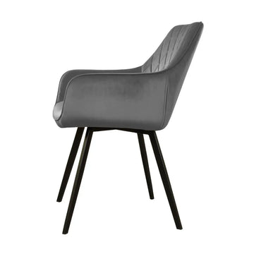 Esszimmerstuhl – Velvet Stoff, Schwarzes Metallgestell, Dunkelgraue Farbe - Karl | Kick Collection
