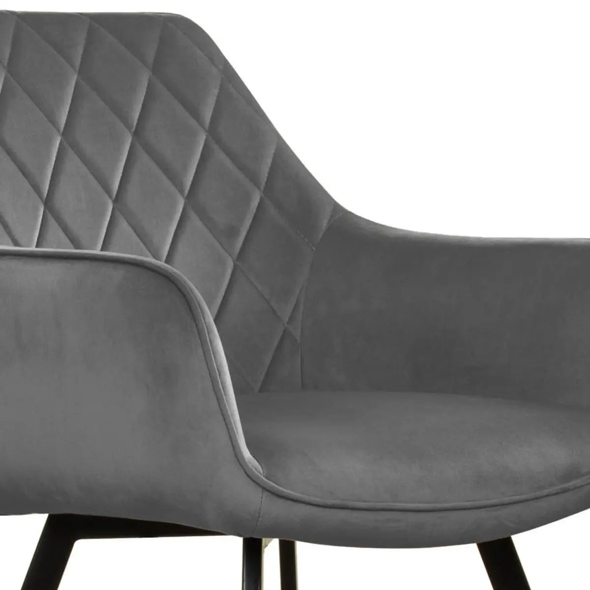 Esszimmerstuhl – Velvet Stoff, Schwarzes Metallgestell, Dunkelgraue Farbe - Karl | Kick Collection