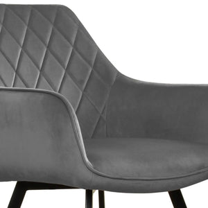 Esszimmerstuhl – Velvet Stoff, Schwarzes Metallgestell, Dunkelgraue Farbe - Karl | Kick Collection
