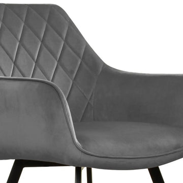 Esszimmerstuhl – Velvet Stoff, Schwarzes Metallgestell, Dunkelgraue Farbe - Karl | Kick Collection