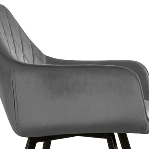 Esszimmerstuhl – Velvet Stoff, Schwarzes Metallgestell, Dunkelgraue Farbe - Karl | Kick Collection