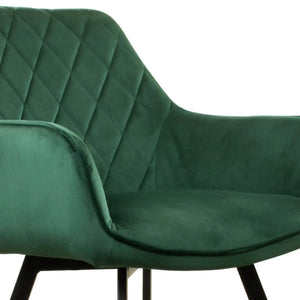 Esszimmerstuhl – Velvet Stoff, Schwarzes Metallgestell, Dunkelgrüne Farbe - Karl | Kick Collection