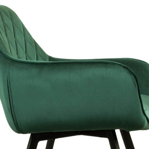 Esszimmerstuhl – Velvet Stoff, Schwarzes Metallgestell, Dunkelgrüne Farbe - Karl | Kick Collection