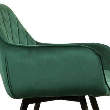 Esszimmerstuhl – Velvet Stoff, Schwarzes Metallgestell, Dunkelgrüne Farbe - Karl | Kick Collection