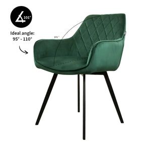 Esszimmerstuhl – Velvet Stoff, Schwarzes Metallgestell, Dunkelgrüne Farbe - Karl | Kick Collection