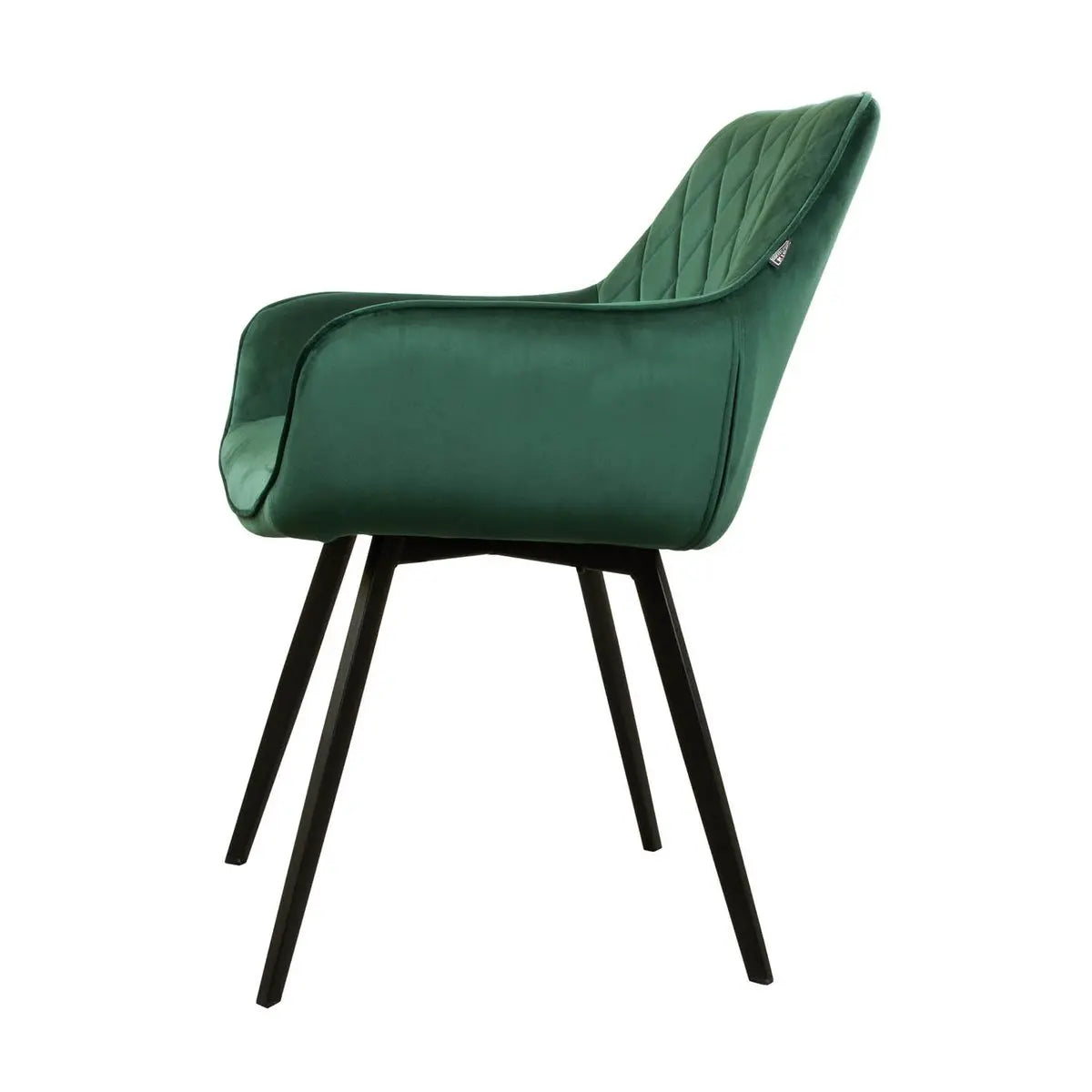 Esszimmerstuhl – Velvet Stoff, Schwarzes Metallgestell, Dunkelgrüne Farbe - Karl | Kick Collection