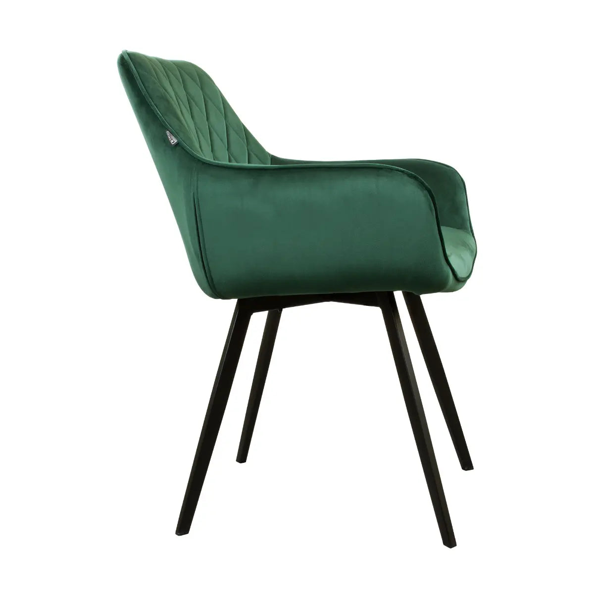 Esszimmerstuhl – Velvet Stoff, Schwarzes Metallgestell, Dunkelgrüne Farbe - Karl | Kick Collection