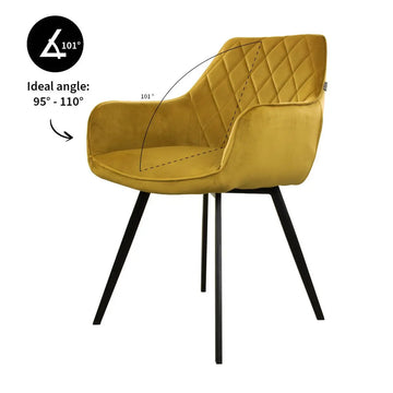 Esszimmerstuhl – Velvet Stoff, Schwarz Metallgestell, Gold Farbe - Karl | Kick Collection