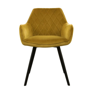 Esszimmerstuhl – Velvet Stoff, Schwarz Metallgestell, Gold Farbe - Karl | Kick Collection