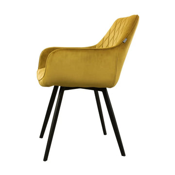 Esszimmerstuhl – Velvet Stoff, Schwarz Metallgestell, Gold Farbe - Karl | Kick Collection