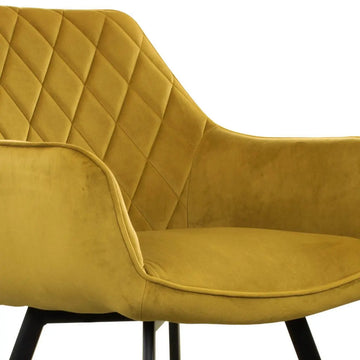 Esszimmerstuhl – Velvet Stoff, Schwarz Metallgestell, Gold Farbe - Karl | Kick Collection