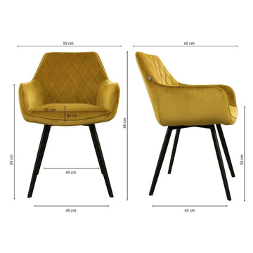 Esszimmerstuhl – Velvet Stoff, Schwarz Metallgestell, Gold Farbe - Karl | Kick Collection