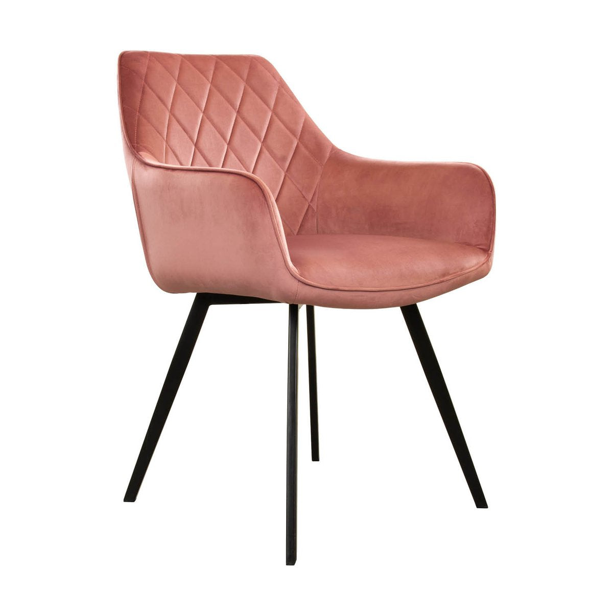 Esszimmerstuhl – Rosa Velvet Stoff, Schwarzes Metall, Rosa Farbe - Karl | Kick Collection