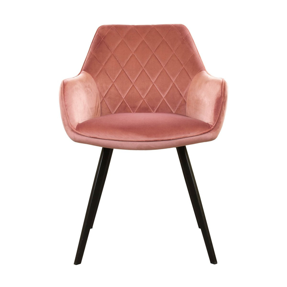 Esszimmerstuhl – Rosa Velvet Stoff, Schwarzes Metall, Rosa Farbe - Karl | Kick Collection