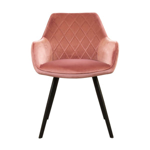Esszimmerstuhl – Rosa Velvet Stoff, Schwarzes Metall, Rosa Farbe - Karl | Kick Collection