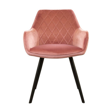 Esszimmerstuhl – Rosa Velvet Stoff, Schwarzes Metall, Rosa Farbe - Karl | Kick Collection