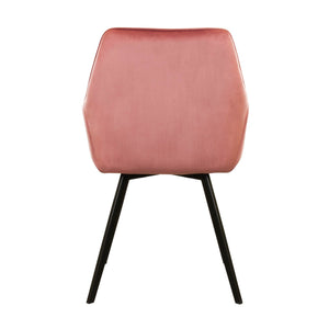 Esszimmerstuhl – Rosa Velvet Stoff, Schwarzes Metall, Rosa Farbe - Karl | Kick Collection