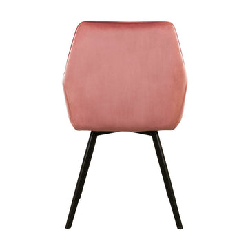 Esszimmerstuhl – Rosa Velvet Stoff, Schwarzes Metall, Rosa Farbe - Karl | Kick Collection
