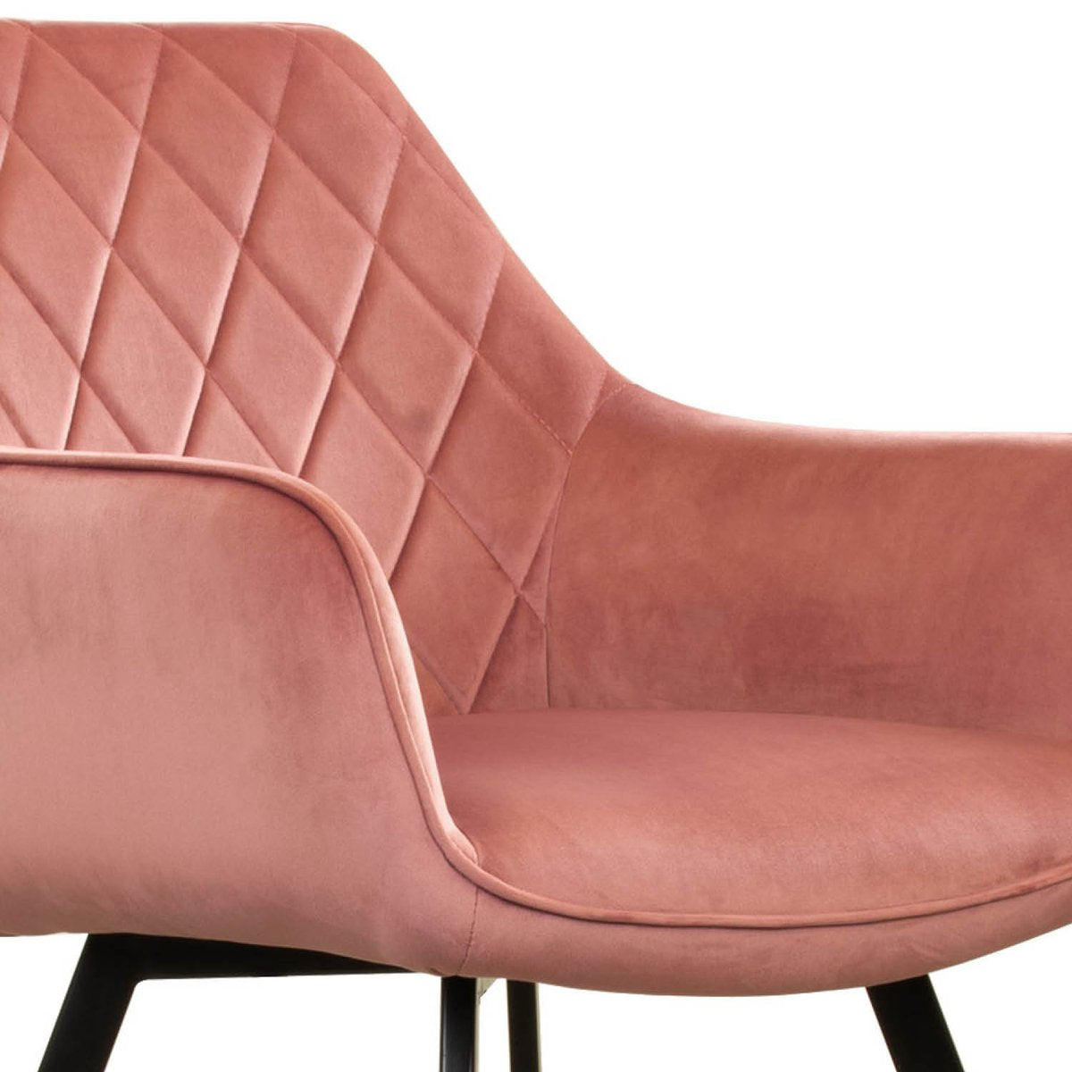 Esszimmerstuhl – Rosa Velvet Stoff, Schwarzes Metall, Rosa Farbe - Karl | Kick Collection