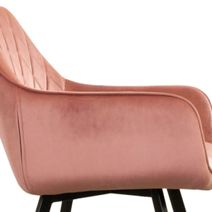 Esszimmerstuhl – Rosa Velvet Stoff, Schwarzes Metall, Rosa Farbe - Karl | Kick Collection