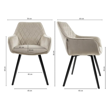 Esszimmerstuhl – Velvet Stoff, Schwarzes Metallgestell, Champagner Farbe - Karl | Kick Collection