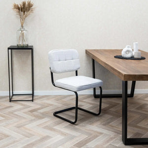 Esszimmerstuhl – Texture Stoff, Metallgestell, Weiß Farbe - Yves | Kick Collection