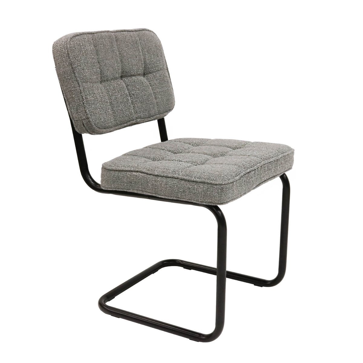 Esszimmerstuhl – Texture Stoff, Metallgestell, Grau Farbe - Yves | Kick Collection