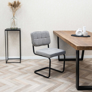 Esszimmerstuhl – Texture Stoff, Metallgestell, Grau Farbe - Yves | Kick Collection