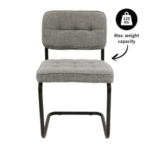 Esszimmerstuhl – Texture Stoff, Metallgestell, Grau Farbe - Yves | Kick Collection