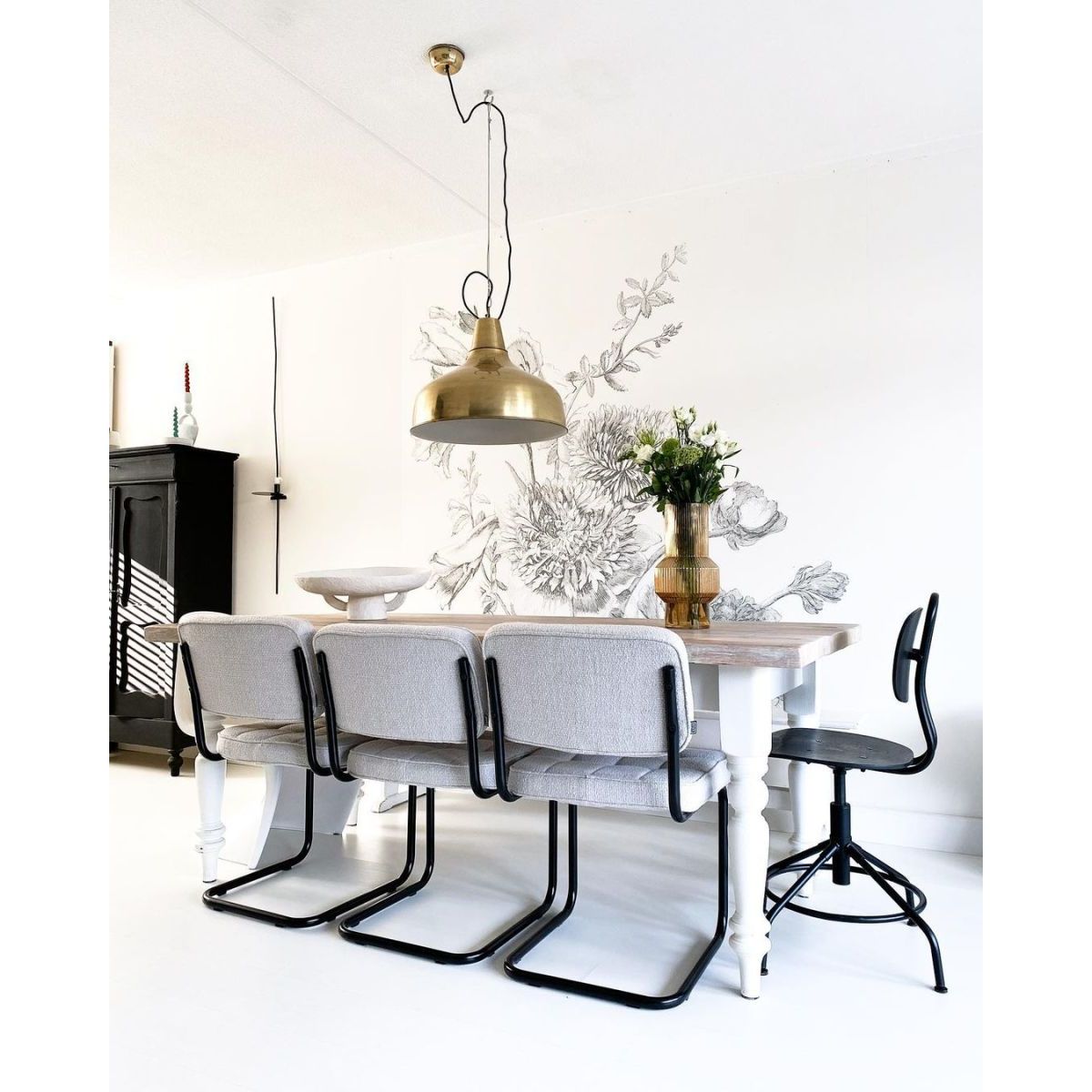 Esszimmerstuhl – Texture Stoff, Metallgestell, Grau Farbe - Yves | Kick Collection