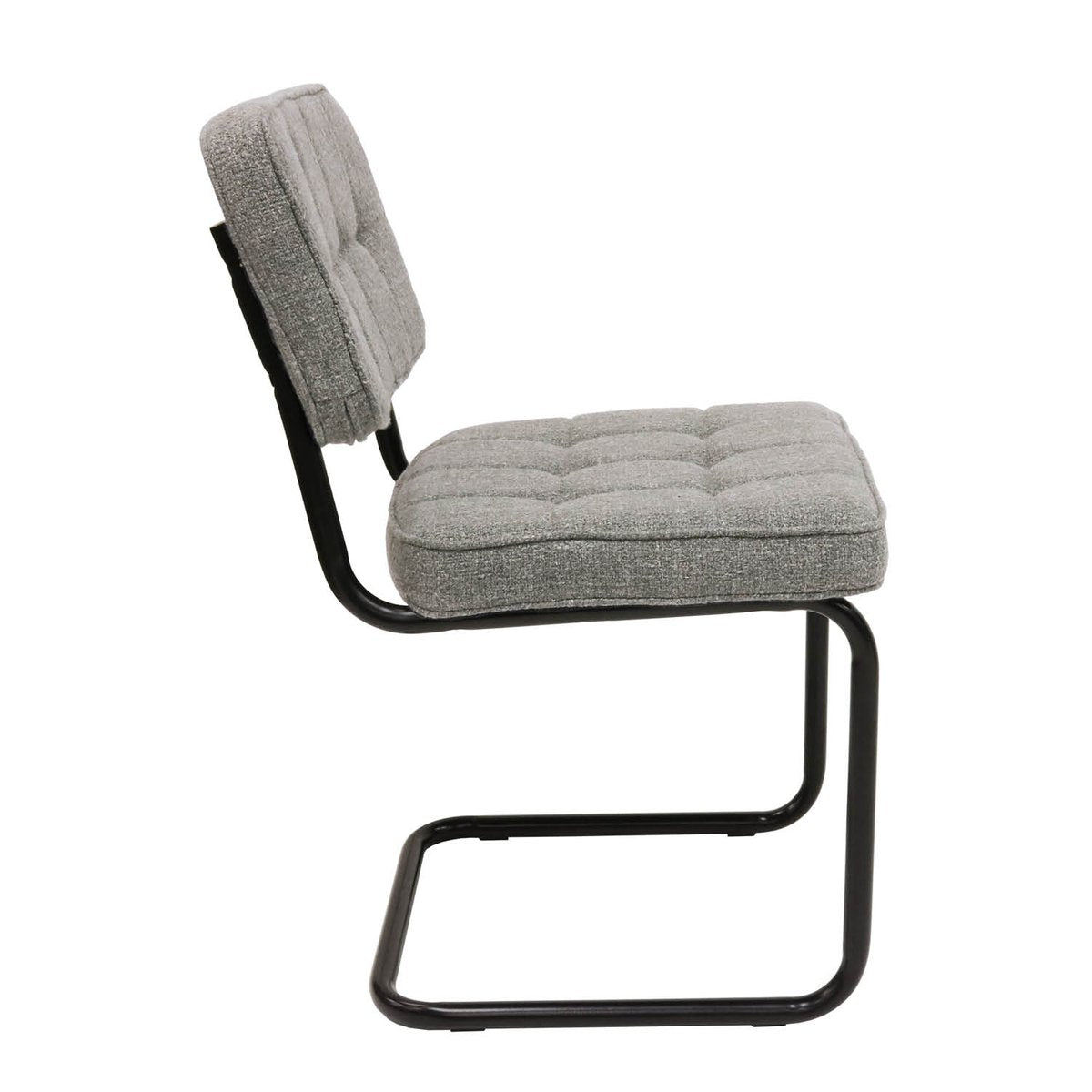 Esszimmerstuhl – Texture Stoff, Metallgestell, Grau Farbe - Yves | Kick Collection