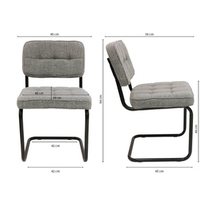 Esszimmerstuhl – Texture Stoff, Metallgestell, Grau Farbe - Yves | Kick Collection