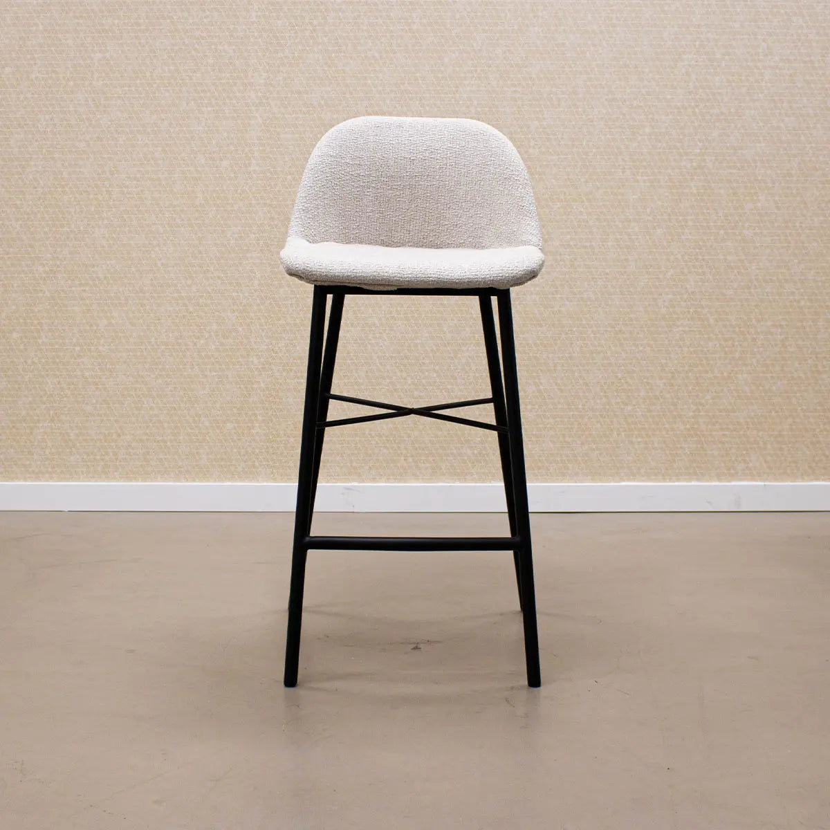 Barhocker – Texture Stoff, Stahlgestell Schwarz, Weiße Farbe - Jade | Kick Collection