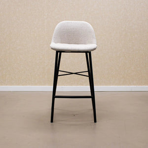 Barhocker – Texture Stoff, Stahlgestell Schwarz, Weiße Farbe - Jade | Kick Collection