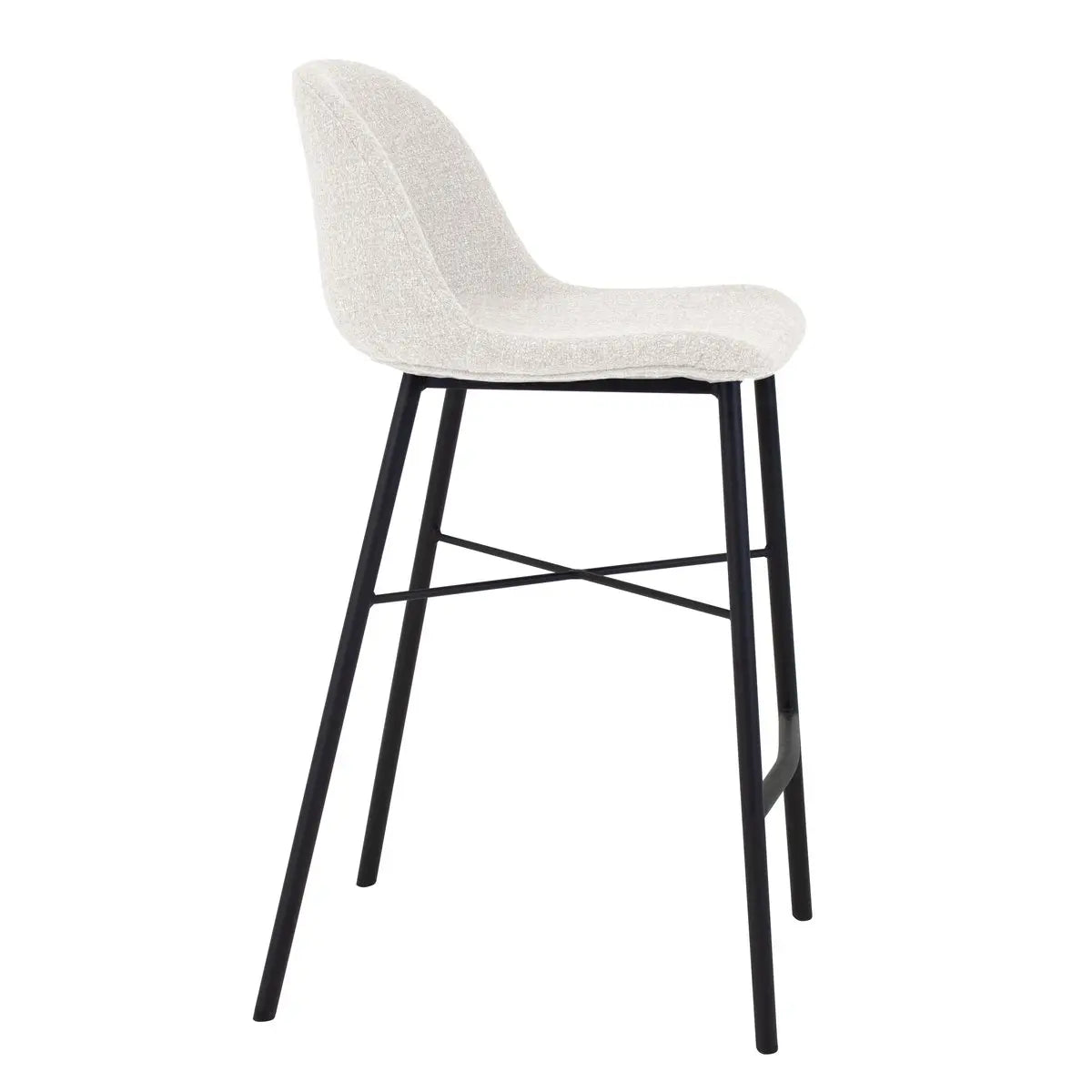 Barhocker – Texture Stoff, Stahlgestell Schwarz, Weiße Farbe - Jade | Kick Collection