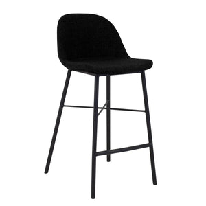 Barhocker – Texture Stoff, Stahlgestell Schwarz, Schwarze Farbe - Jade | Kick Collection