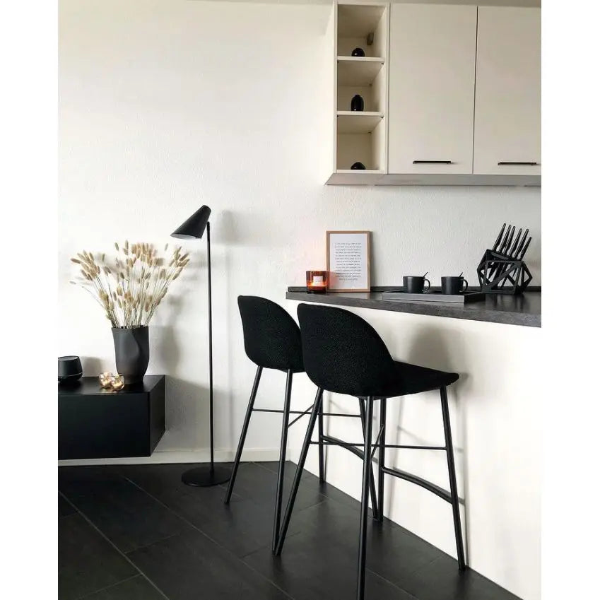 Barhocker – Texture Stoff, Stahlgestell Schwarz, Schwarze Farbe - Jade | Kick Collection